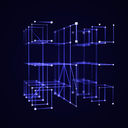 Abstract background with cubes and lines. 3d rendering, 3d illustration.