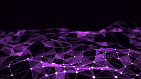 Abstract polygonal space low poly dark background with connecting dots and lines. connection...