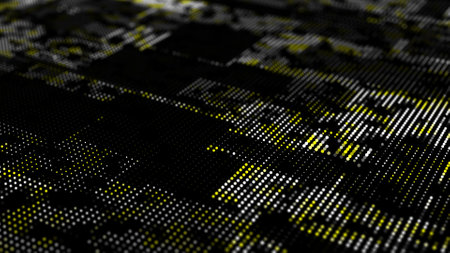network connection technology. Abstract halftone motherboard background with points. Digital futuristic backdrop. Big data visualization. 3D rendering.の写真素材