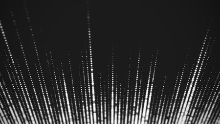 Matrix texture of halftone dots. Futuristic abstract background. Particle pattern or broken screen. Big data visualization. 3D rendering.の写真素材