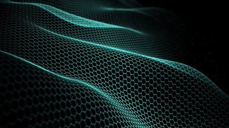 Digital hexagon wave texture background. The futuristic abstract pattern of network connection. Big...