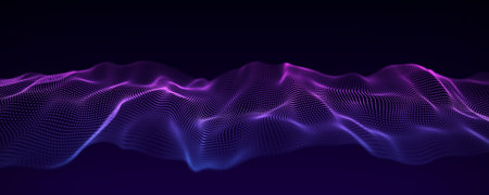 Motion wave on the dark gradient background. The futuristic abstract structure of network...