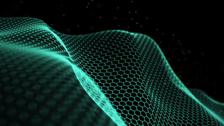 Motion hexagon wave background. The futuristic modern backdrop. Abstract digital texture of network...