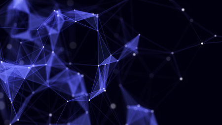Digital glow style network structure with dots, lines and triangles. The futuristic abstract...
