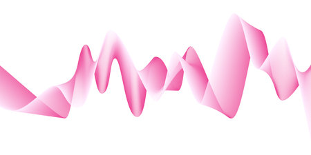 Creative abstract pink metalik wave texture or background. Curved smooth lines created by bend tool. Isolated design or DNA. Vector illustration.のイラスト素材