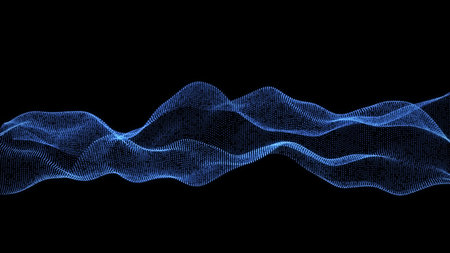 Blue digital style halftone wave background. The futuristic abstract structure or network...