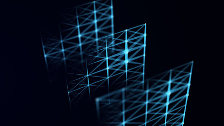 Abstract cube particles of network connection technology. Modern and style texture. Digital...