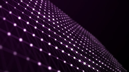 Texture plane with particles. Abstract damage background technology. Digital futuristic backdrop. Big data visualization. 3D rendering.の写真素材