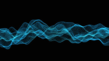 Blue abstract style halftone wave background. The futuristic structure or network connection. Big...