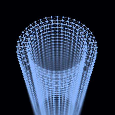 Digital modern portal. Hole tube grid on the dark background. Warmhole frame tunnel for website and...