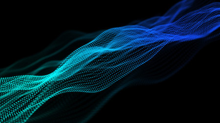 Style gradient wave pattern made of dots. Abstract digital network connection background. Big data...