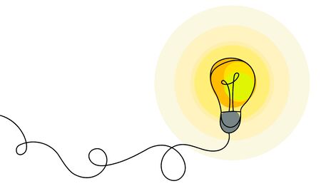 Vector light bulb. Energy and idea symbol. Icon with concept of idea. Doodle hand drawn sign. Illustration for print, web.のイラスト素材