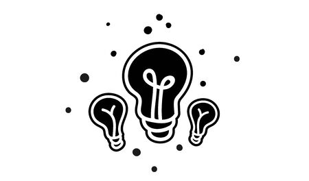 Light bulb, creative idea and innovation, vector illustration in flat style. Doodle hand drawn design template.のイラスト素材