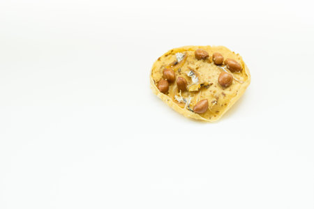 Traditional Malaysian cookies snack called ' Kuih Rempeyek ' over white background
