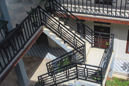 Staircase of a modern house in the city. View from above.の写真素材