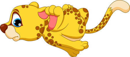 Cute baby cheetah cartoon runningのイラスト素材