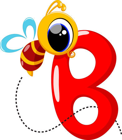 Cartoon bee with alphabet Bのイラスト素材