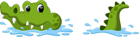 Crocodile on the surface of the waterのイラスト素材