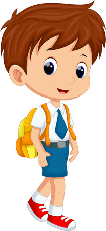 Cute boy in uniform going to schoolのイラスト素材