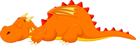 Cute dragon cartoon sleepingのイラスト素材