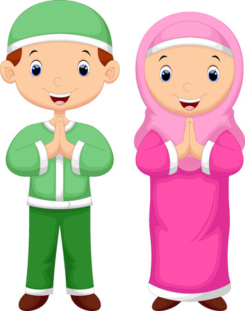 Muslim kid cartoonのイラスト素材