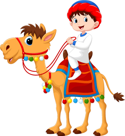 Illustration of Arab boy riding a camelのイラスト素材