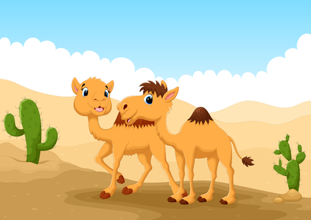 Illustration of camels in desertのイラスト素材