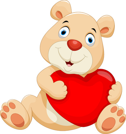 Bear with the big red heartのイラスト素材