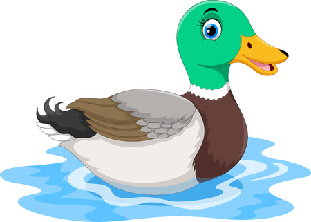 Cute cartoon duck swimmingのイラスト素材