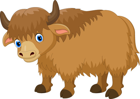 Illustration of cute yak cartoon isolated on white background