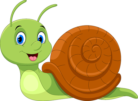 Cute cartoon snail isolated on white backgroundのイラスト素材