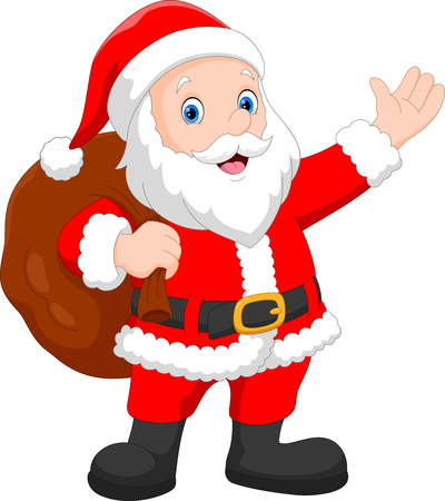 Cute Santa Claus carrying big bag isolated on white backgroundのイラスト素材