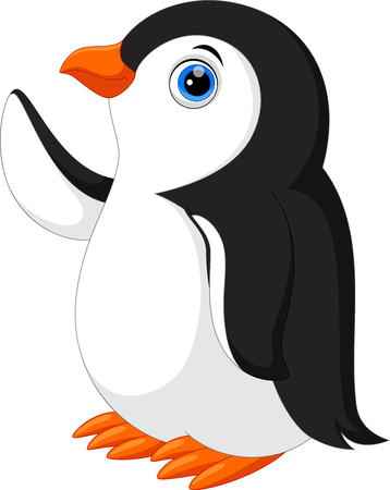 Vector illustration of Cute penguin cartoon waving  isolated on white backgroundのイラスト素材