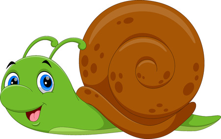 Vector illustration of Cute Snail cartoon running on white backgroundのイラスト素材