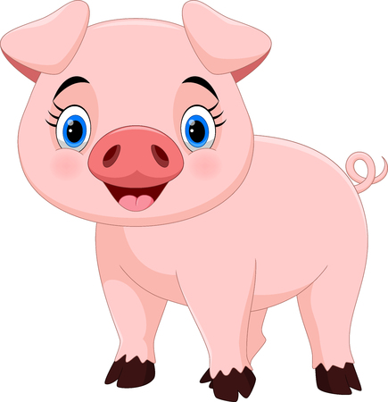 Cartoon happy pig isolated on white backgroundのイラスト素材