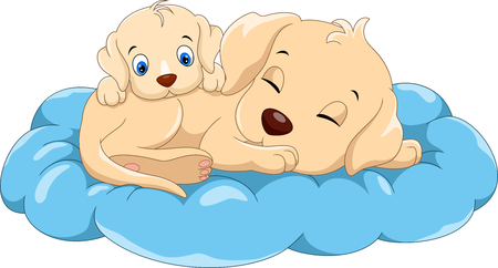 Vector illustration of Cartoon cute sleeping dog isolated on white backgroundのイラスト素材