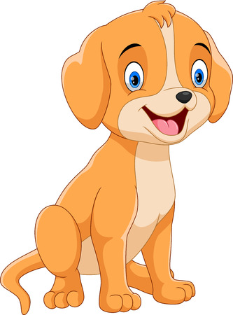 Vector illustration of cute and adorable dog cartoon isolated on white backgroundのイラスト素材