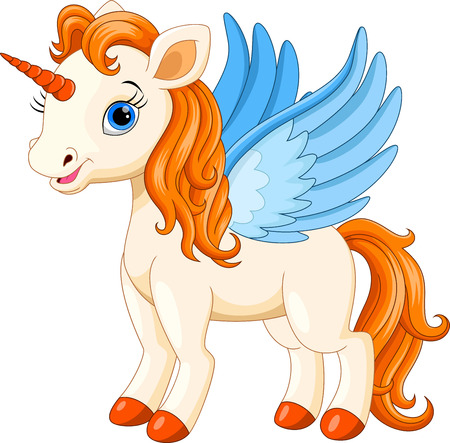 Vector illustration of Cute unicorn cartoon on a white backgroundのイラスト素材