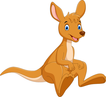 Vector illustration of cute and adorable kangaroos cartoon isolated on white backgroundのイラスト素材
