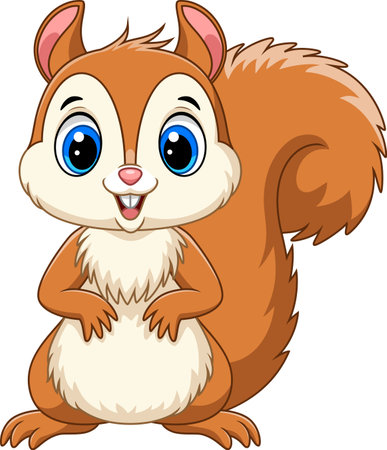 Illustration of Cartoon cute baby squirrel on white backgroundのイラスト素材