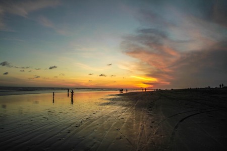 silhouette and Sunset at Parangtritis Beachの写真素材