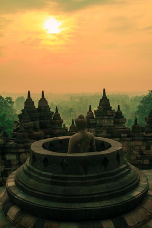 sunrise at Borobudurの写真素材