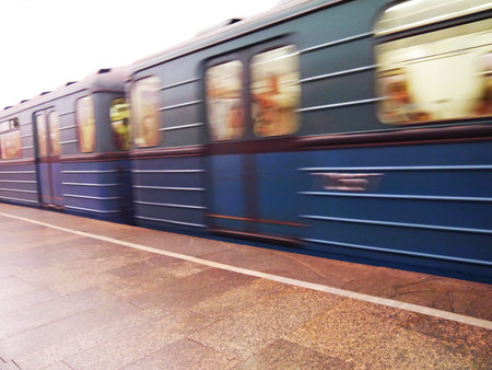 a train on the moscow metroの写真素材