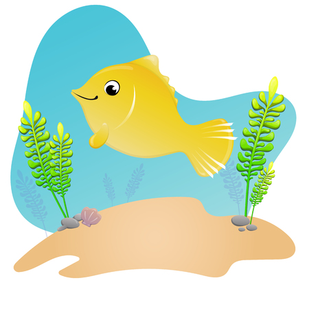 children's illustration - funny fish under waterのイラスト素材