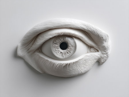 Human eye on white background. 3d rendering. Computer digital drawing.の素材