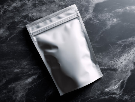 Blank foil bag mockuple background. 3d renderingの素材