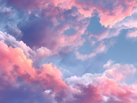 Beautiful clouds at sunset as a background, 3D illustration.の素材