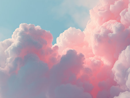 Sun and cloud background with a pastel colored,pink and blue tonesの素材