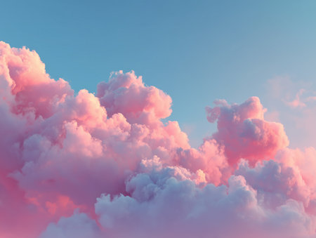 Colorful sky background with tiny clouds, 3d rendering. Computer digital drawing.の素材