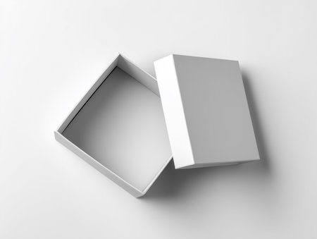 Blank white box mockup, top view. 3d renderingの素材